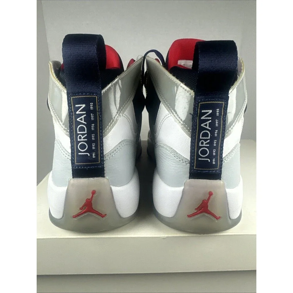 Men’s 9.5 Jordan Jumpman Two Trey sneakers White/Midnight Navy/University Red